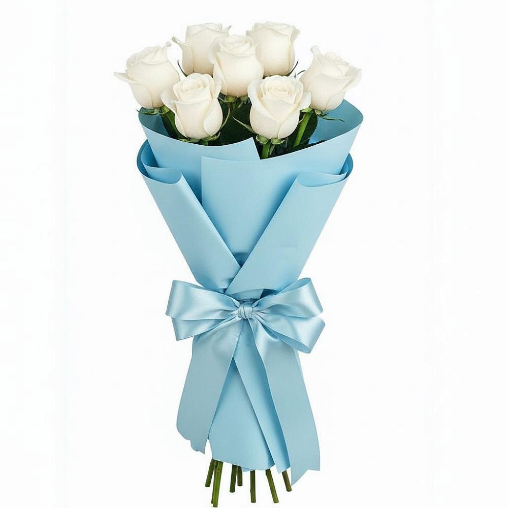 Букет 7 белых роз Проуд в Николаевке