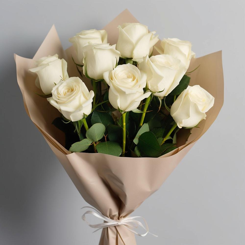 Букет 9 Белых роз Эдлесс Лав в Николаевке