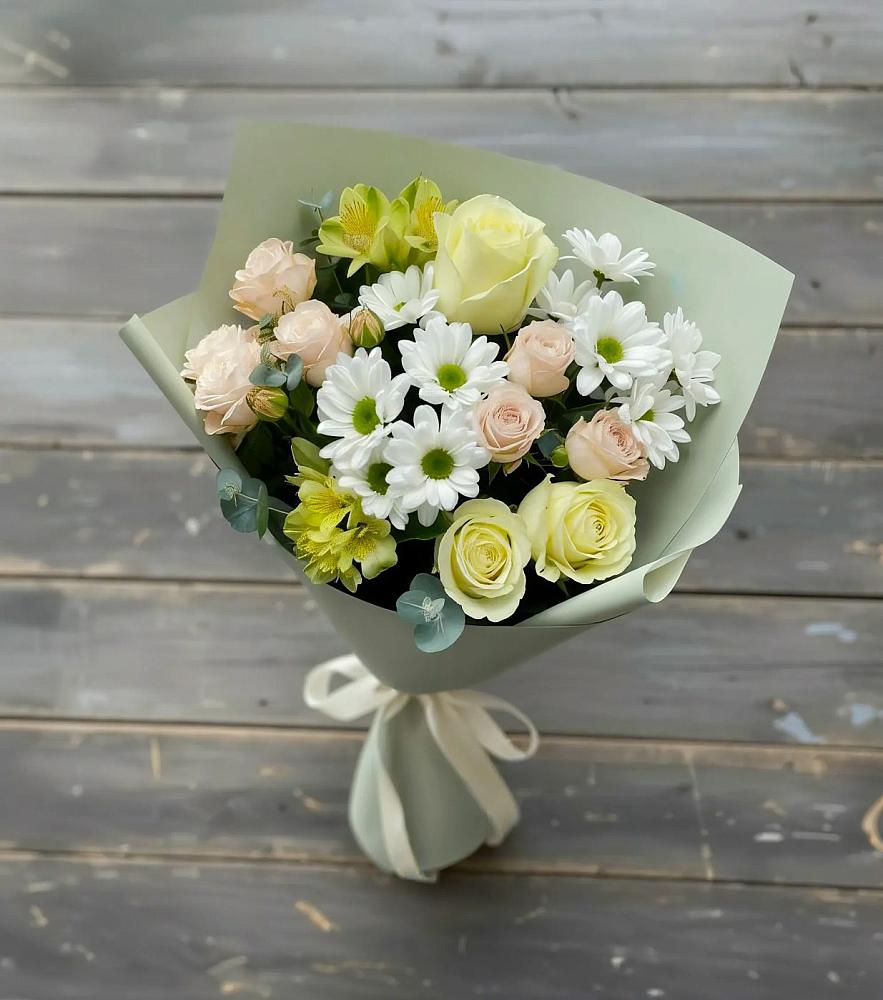 Букет цветов из: Альстромерии, Розы и Хризантемы в Николаевке