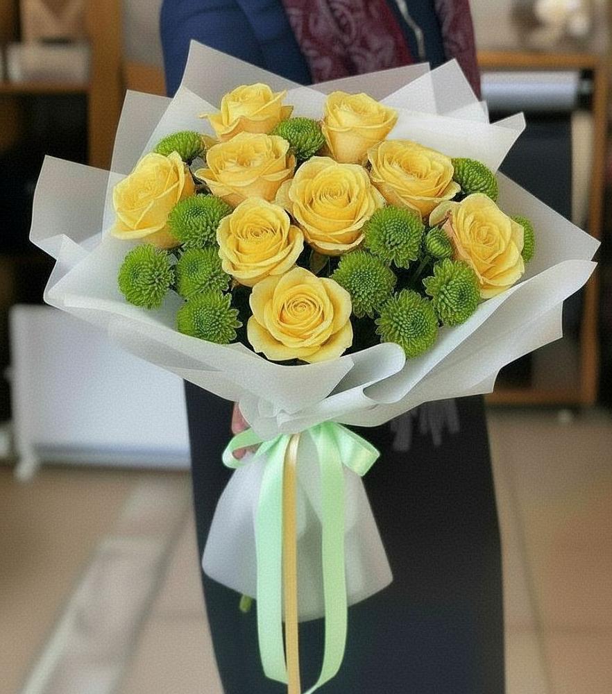 Букет цветов из: Хризантемы и Розы в Николаевке