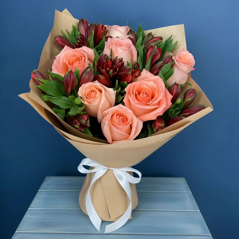 Букет цветов из: Розы и Альстромерии в Николаевке