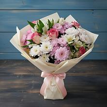 Букет цветов из:  Хризантемы, Альстромерии и Розы #REPLACE_PRED# Николаевке