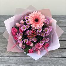 Букет цветов из:  Розы, Герберы и Хризантемы #REPLACE_PRED# Николаевке