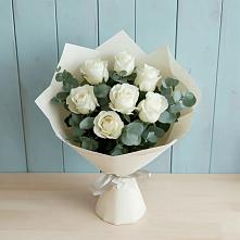 Букет Белые розы в Эвкалипте #REPLACE_PRED# Николаевке